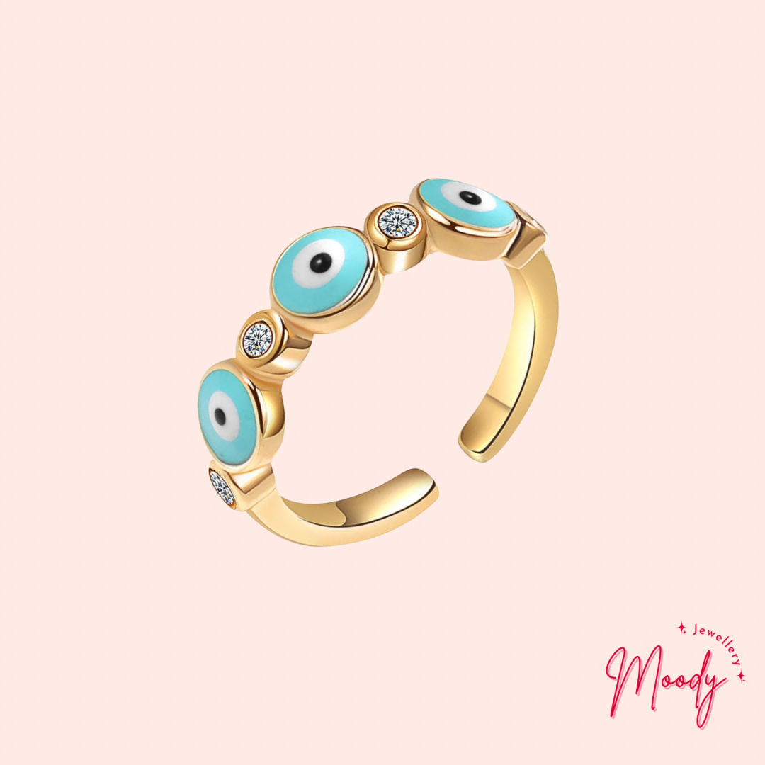 Rounded Evil Eye Open Ring